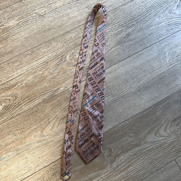 Missoni Silk Italian Newspaper Print Patterned Neck Tie - Picture 2 of 5